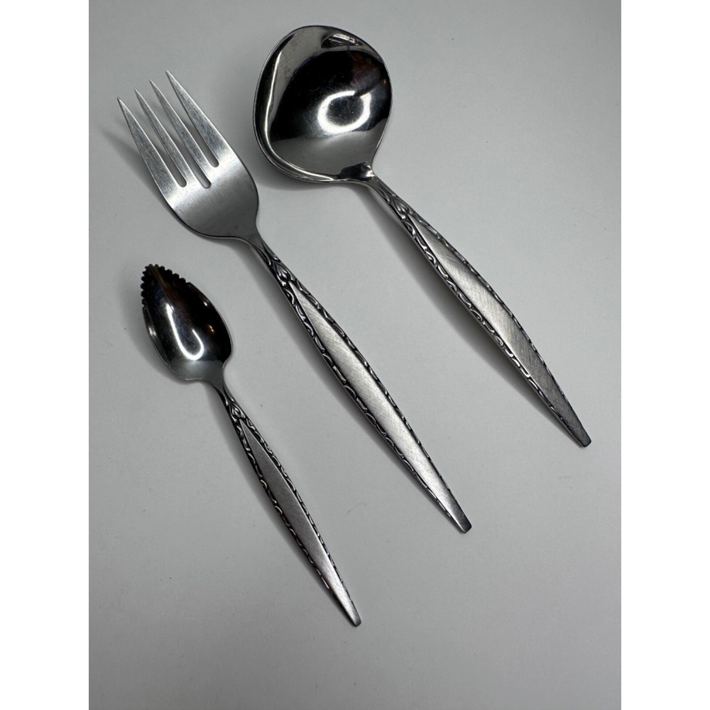 Community Venetia Stainless Flatware Serving Fork Ladle Grapefruit Spoon Set 3